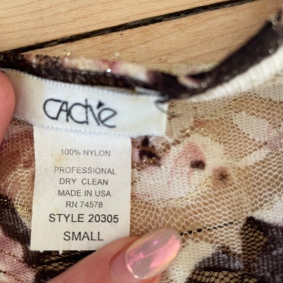 Y2K Sheer Mesh Wrap Top Small | Floral Glitter Night-Out Clubcore NYE (Cache) - Picture 7 of 11